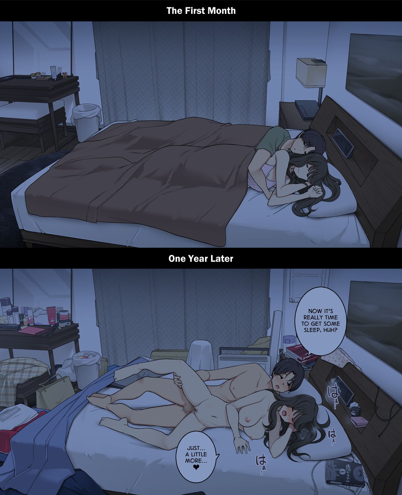 Dousei Seikatsu Ikkagetsume to Ichinen Ato, Asaokite kara Shuushin made no Hikaku - Page 25